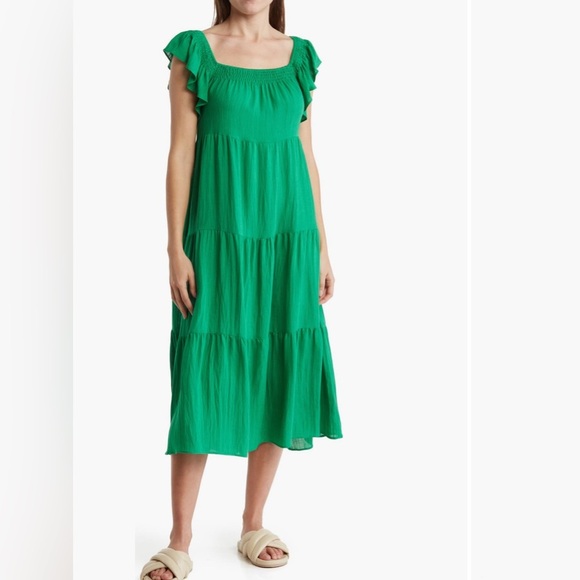 NWT Lush “Azalea” Pink Flutter Sleeve Tiered Summer Dress Women’s XS - Picture 14 of 15